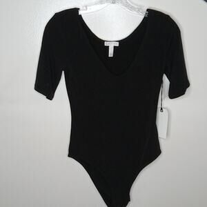 NWT Leith Womens Everyday Bodysuit, Black, Size Small. Minimalist, Stretchy